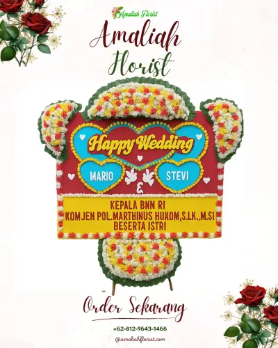 Karangan Papan Bunga Pernikahan di Salubattang